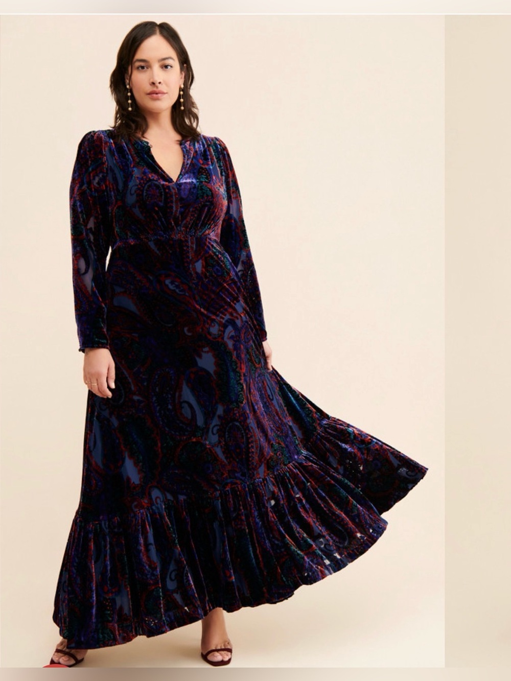 Anthropologie Burnout Velvet Boho Maxi Dress size 14